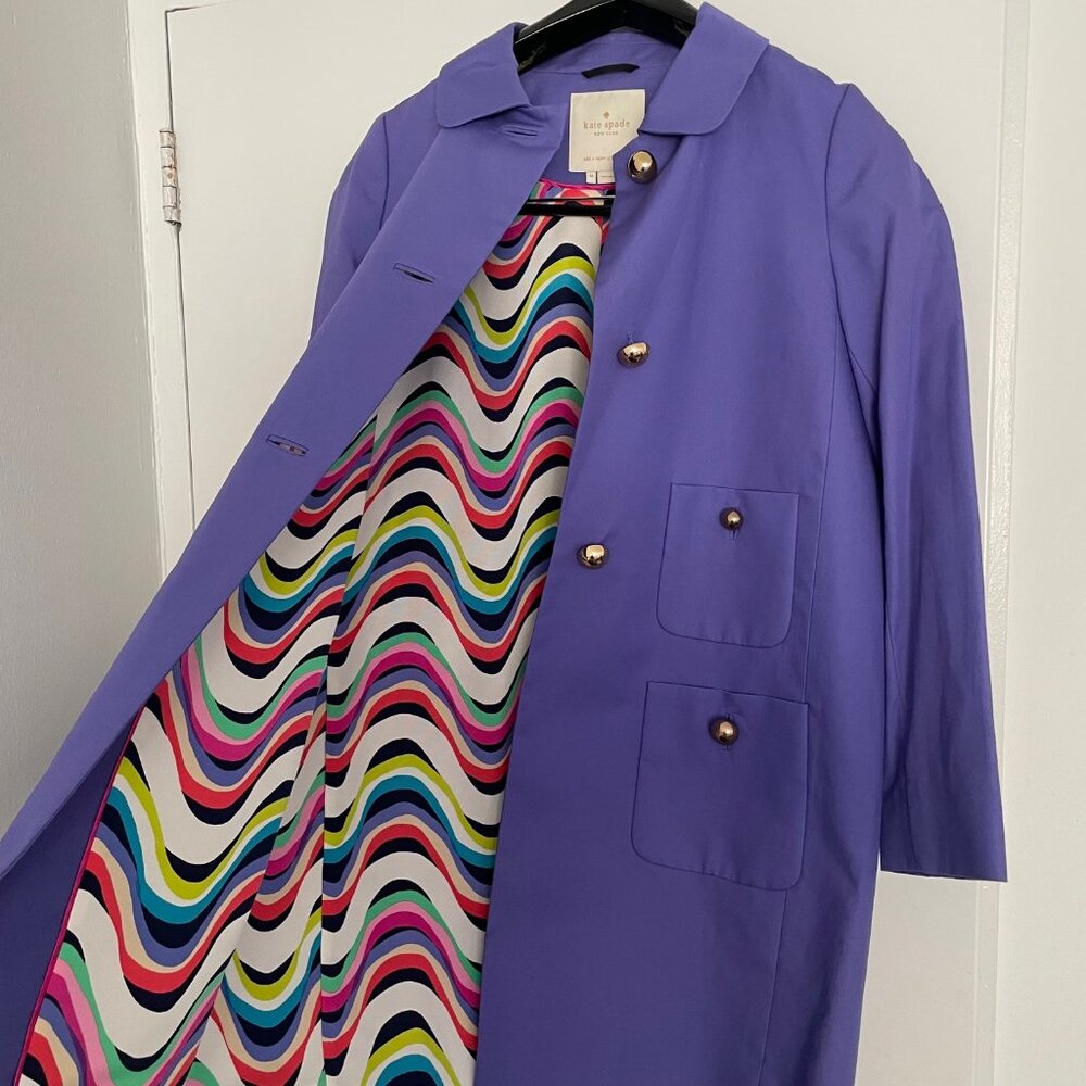 Kate Spade Bright Periwinkle/Purple Trench Coat - Picture 2 of 12